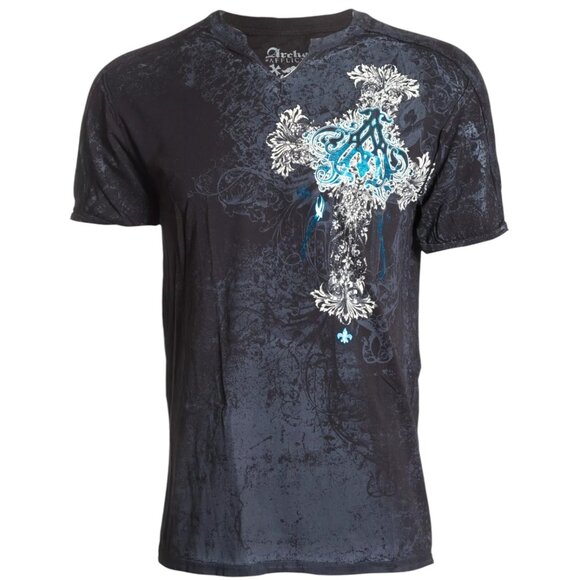 ARCHAIC by AFFLICTION Black MAUSOLEUM Short Sleeve Slim Fit Y2K T-shirt NWT - Picture 3 of 8